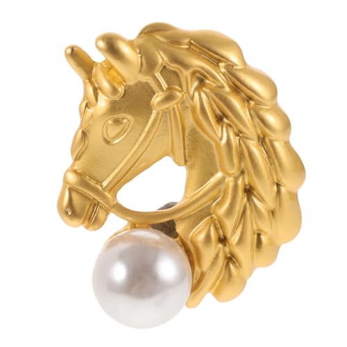 TOVINANNA Pferdekopf Brosche mit Perlen Stilvolle Anstecknadel für Kleidung Vielseitiges Accessoire für Partys und Feiern Geeignet für Pullover Kleider und Schals von TOVINANNA