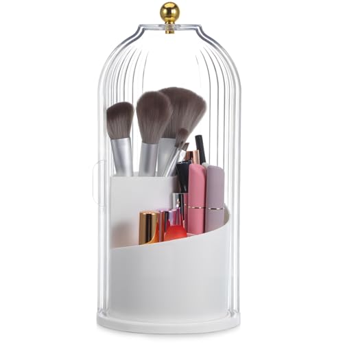 TOVINANNA Rotierender Makeup Pinsel Organizer Mit Transparentem Deckel Staubdichter Kosmetik Organizer Für Lippenstifte Und Stifte Für Schminktische Und Schreibtische von TOVINANNA