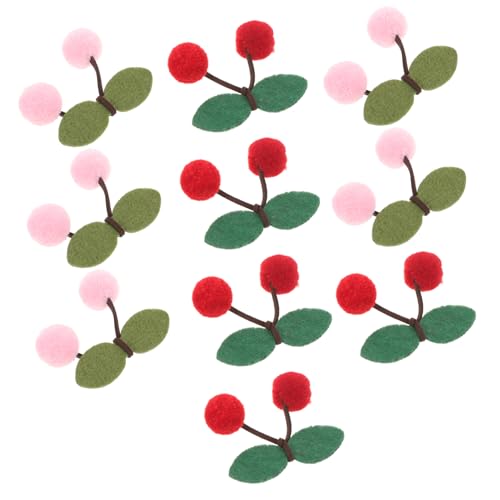 TOVINANNA Plüsch Kirsch Haarspangen 10 Stück Weiche Pompons Kirsch Haar Accessoires für Kinder Selbstgemacht Kopfbedeckungen Langlebige Haarschmuck von TOVINANNA