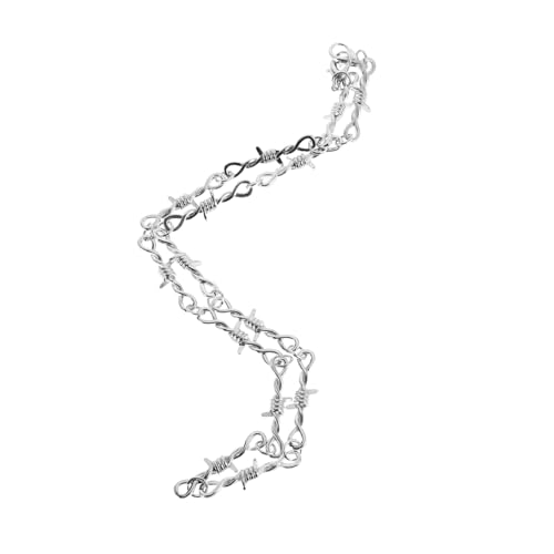TOVINANNA Punk Hip Hop Halskette für Männer Frauen Stylische Stacheldraht Clavikolekette Modisches Accessoire für Verschiedene Anlässe Langlebig Farbbeständig Unisex Gothic Design von TOVINANNA