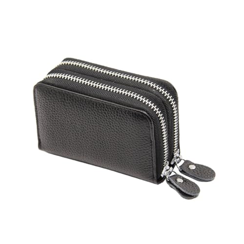 TOVINANNA Geldbörse Mit Doppelreißverschluss Aus Echtleder Kredit Geldbörse Mit Sicherheitsschutz Steckfächer Reißverschlussfächer Münzfach Für Männer Und Frauen von TOVINANNA