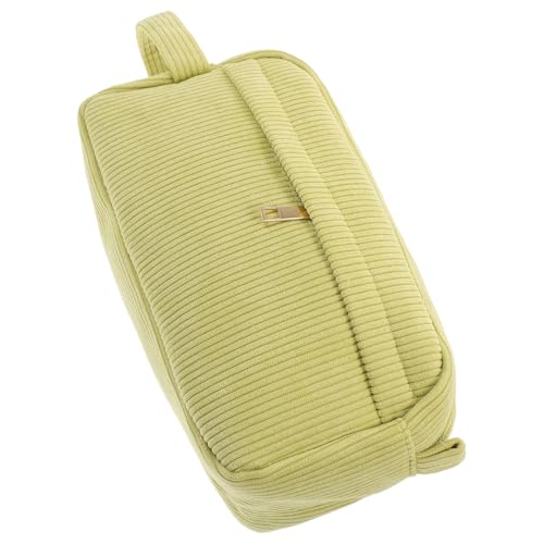 TOVINANNA Corduroy Kosmetiktasche Für Reisen Tragbare Makeup Aufbewahrungstasche Mit Reißverschluss Multifunktionale Toilettentasche Für Damen Grünes Design Für Ordnung Und Stil von TOVINANNA