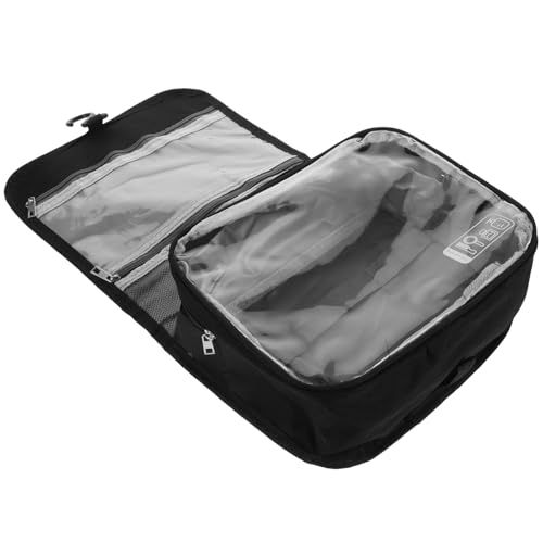TOVINANNA Reise Kosmetiktasche mit Haken Faltbare und Tragbare Make Up Tasche für Damen Große Kapazität für Reisen und Täglichen Gebrauch Schwarz von TOVINANNA