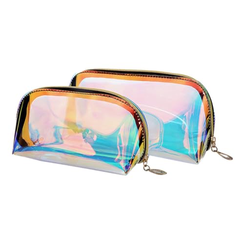 TOVINANNA 2stücke Iridescent Toiletry Pouch TPU Reise Kosmetiktasche Wasserdichtes Make-up Organizer Für Damen Und Multifunktionale Aufbewahrungstaschen Für Reisen Und Zuhause von TOVINANNA