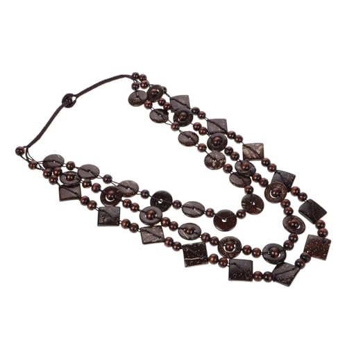 TOVINANNA Holzperlenkette Für Damen Handgefertigte Kokosnuss-wellen-halskette Braune Perlenkette Boho Im Hawaii-stil Halskette Für Frauen Herbstschmuck Seehalskette von TOVINANNA