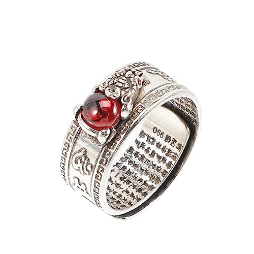 TOVINANNA Retro Glücksring für Damen und Herren Verstellbarer Amulett Ring mit Einzigartigem Design und Wolframcarbid für von TOVINANNA