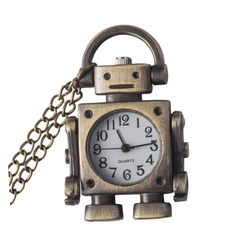 TOVINANNA Retro Roboter Taschenuhr Halskette Vintage Uhr für Damen und Herren Modeaccessoire im Robotdesign für und Besondere Anlässe von TOVINANNA
