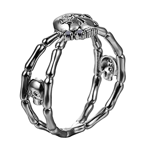 TOVINANNA Retro Skull Ring Herren Damen Modischer Fingerschmuck Einzigartiges Design Langlebiges Material Komfortabler Sitz Schwarz von TOVINANNA