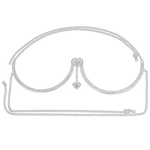 TOVINANNA Strass Brusthalterung Kette für Frauen Herz Anhänger Körperkette Modischer Körperschmuck für Sommer Outfits von TOVINANNA
