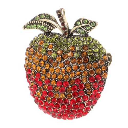 TOVINANNA Roter Apfel Brosche für Frauen Funkelnde Stilvolle Anstecknadel mit Kristallen für Jacken und Schals Vielseitige Modebrosche Rot für Besondere Anlässe von TOVINANNA
