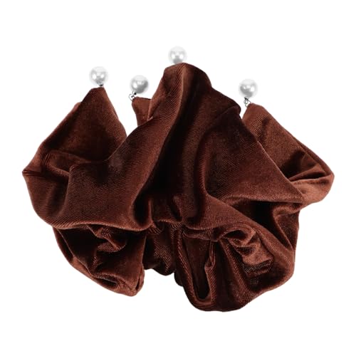 TOVINANNA Samt-haargummis Für Dickes Haar Große Elastische Haargummis Mit Versteckter Tasche Braune Seiden-pferdeschwanzhalter Mit Faltenrand Jumbo-haargummis Für Frauen von TOVINANNA