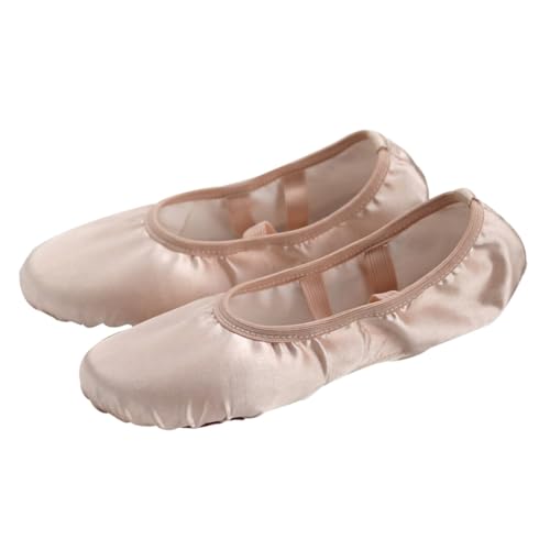 TOVINANNA Satin Ballettschuhe Damen Leicht Atmungsaktiv mit Stretchband Gymnastik Tanzschläppchen Split Sohle für Ballettpraxis von TOVINANNA