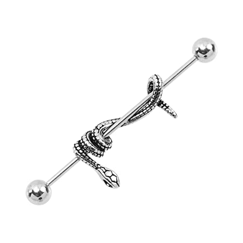 TOVINANNA Schlangenohrringe Barbell Titanstahl Gothic Piercing für Damen und Herren Hip Hop Cartilage Earring mit Einzigartigem Schlangen Design für Alltag und Partys von TOVINANNA