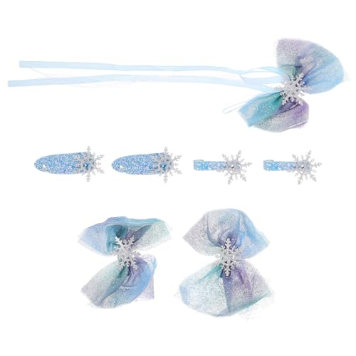 TOVINANNA 7stücke Schneeflocken-haarnadel Mit Schleife Weihnachts-haarschmuck Weihnachts-haarspangen Schneeflocken-haarnadel Haarspangen Mit Schleife Für Mädchen Haaraccessoires Für von TOVINANNA