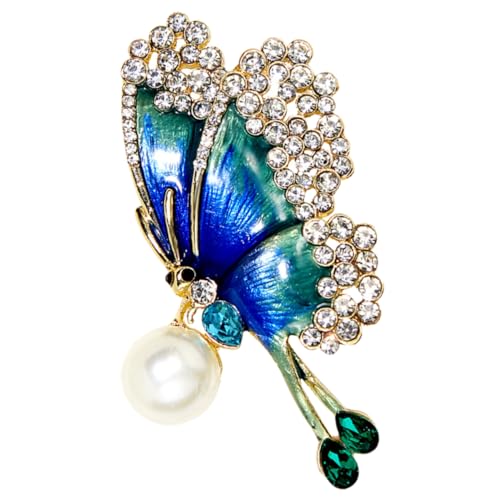TOVINANNA Schmetterlings Brosche mit Strass Dekorative Anstecknadel für Damenbekleidung Hochwertiger Vielseitig Einsetzbar für Kleider Taschen und Schals A von TOVINANNA