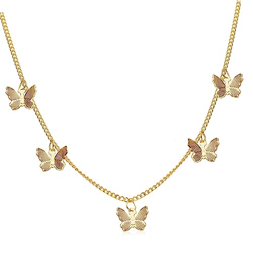 TOVINANNA Schmetterling Anhänger Halskette Metall Schmetterlings Charm Schlüsselbein Kette Schmuck Für von TOVINANNA
