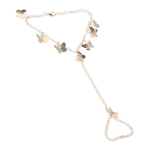 TOVINANNA Schmetterlingsarmband Ring Armband Für Den Täglichen Gebrauch Schmetterlingsring Armband Kettenring Kettenarmband Handkette Zierliche Armbänder Für Frauen Fingerschmuck von TOVINANNA