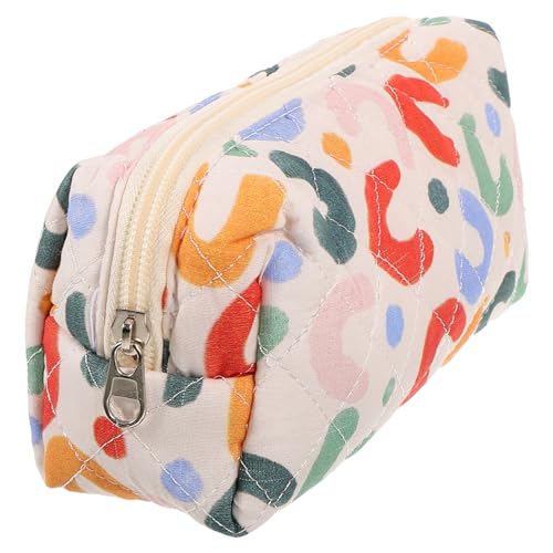 TOVINANNA Kleine Kosmetiktasche Mit Reißverschluss Tragbare Make-up-Tasche Federbüro Für Damen Platz Für Lippenstift Lidschatten Und Andere Kleine Toilettenartikel Robuste Baumwolltasche von TOVINANNA