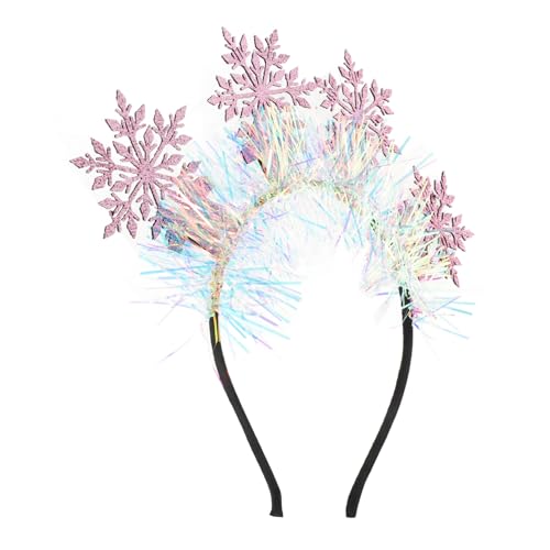 TOVINANNA Schneeflocken Haarband für Weihnachten Teiliges mit Rosa Silbernen Schneeflocken Leicht und Flexibel für Mädchen und Perfektes Accessoire für Feiertagsfeiern und Kostüme von TOVINANNA