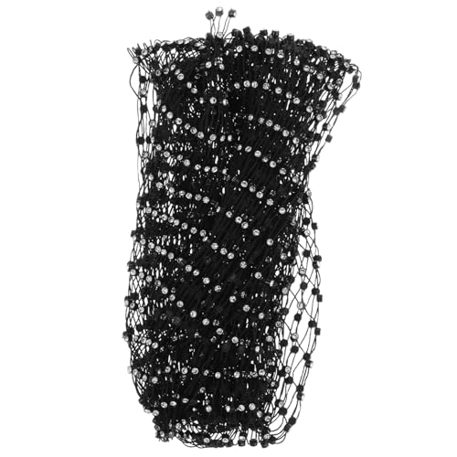 TOVINANNA Schwarze Maske für Frauen Elastisches Rhinestone Turban Headband Fischernetz Gesichtsmaske für Partys Festliche Anlässe Einzigartiges Accessoire für Damen von TOVINANNA