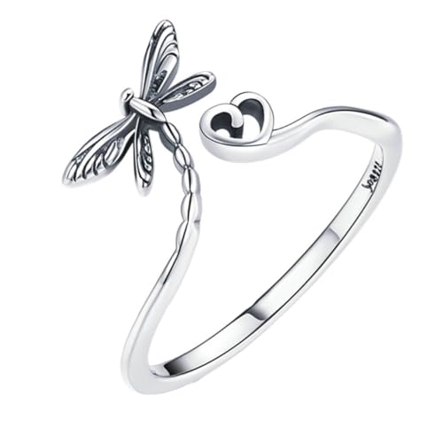 TOVINANNA Silber Drachenflügel Ring für Damen Verstellbarer Offener Fingerring Modisches Schmuckstück mit Kreativem Design und Exquisiter Verarbeitung für Besondere Anlässe und Alltag von TOVINANNA
