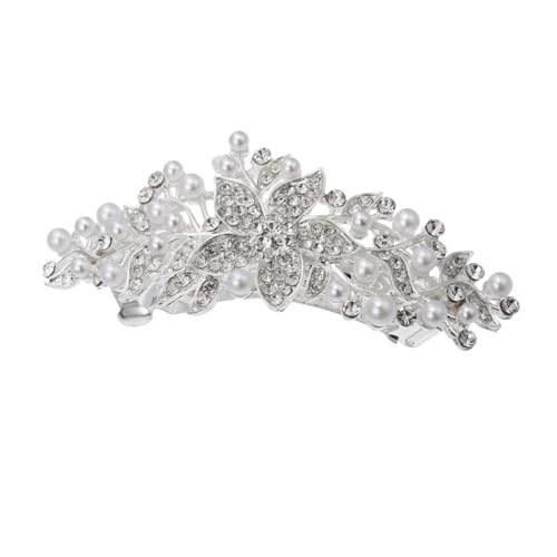 TOVINANNA Silberfarbene Haarnadel mit Perlen und Strassblume Eleganter Haarschmuck für Frauen Vielseitige Haarspange für Hochzeit Party Alltag und Festliche Anlässe von TOVINANNA