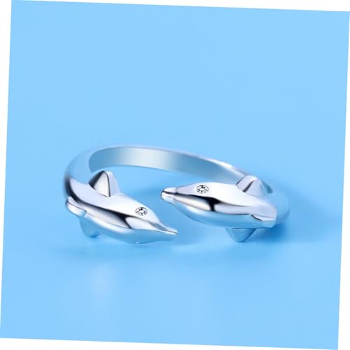 TOVINANNA Silberner Offener Delfin fingerring Damen Kreatives Design Verstellbar Modischer Schmuck für Festliche Anlässe und Halloween Einzigartiges Accessoire für Frauen von TOVINANNA