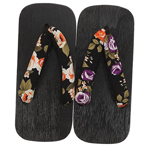 TOVINANNA Sommer Clogs Holzpantoletten Damen Herren Slip Plattform Sandalen Bequeme Freizeit Hausschuhe für Outdoor Party Freizeit mit Blumenmuster Schwarz von TOVINANNA