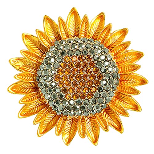 TOVINANNA Sonnenblumen Brosche mit Strass für Frauen Anstecknadel für Kleidung Taschen Schals und für zu Besonderen Anlässen von TOVINANNA