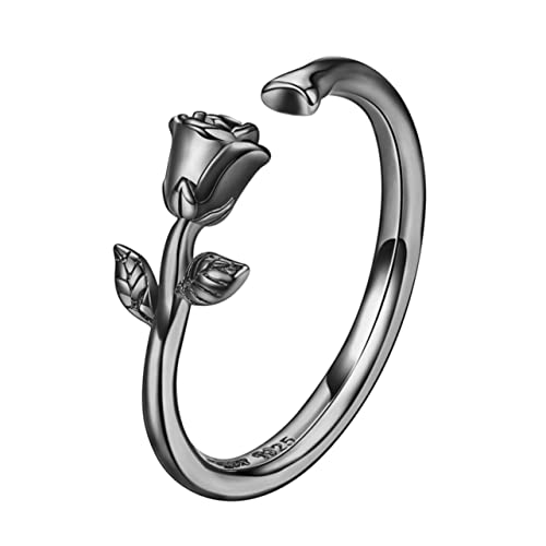 TOVINANNA Sterling Flower Ring Verstellbarer Offener Finger Ring für Damen Persönlicher Vintage Schmuck für Alltag und Besondere Anlässe von TOVINANNA