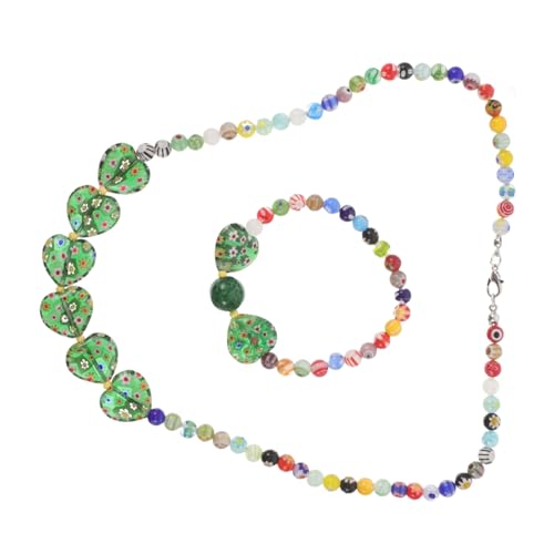 TOVINANNA Stil Herz Schmuckset Bunte Glasanhänger Halskette und Dehnbares Perlenarmband für Frauen Leichtes Komfortables Mini Schmuckset als zu Geburtstag und Weihnachten TOVINANNA Stil Herz Schmuckset Bunte Glasanhänger Halskette und Dehnbares Perlenarmband für Frauen Leichtes Komfortables Mini Schmuckset als zu Geburtstag und Weihnachten von TOVINANNA