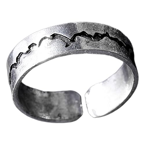 TOVINANNA Stilvoller Noctilucent Crack Ring Verstellbarer Vintage Silber Schmuck Kreative Öffnung Modisches Fingerornament in Blau grün Geschenk für Damen und Besondere Anlässe von TOVINANNA