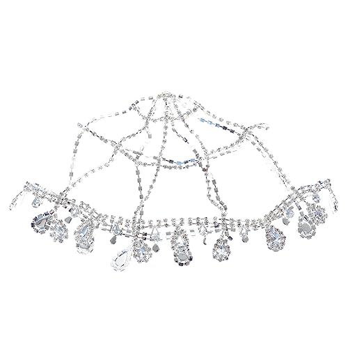 TOVINANNA Strass-kopfschmuck für Party Kettenanhänger Braut-kopfschmuck Tropfen-strass-haar-accessoire Silber von TOVINANNA