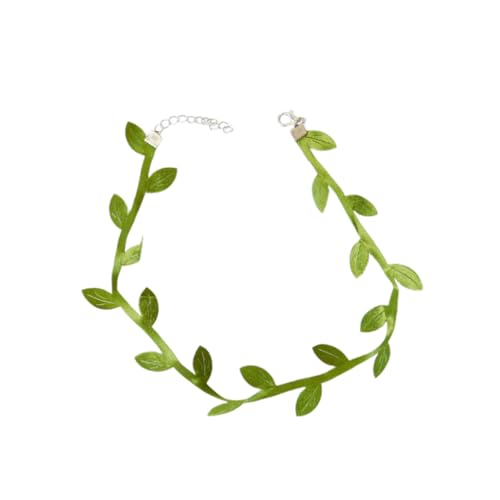 TOVINANNA Polyester Halskette Mit Grünen Blättern Kreativer Choker Für Frauen Halskette Mit Blattdesign Geeignet Für Partys Und Täglichen Gebrauch von TOVINANNA