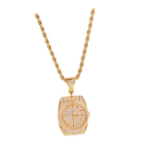 TOVINANNA Stylische Hip Hop Zirkonia Dial Anhänger Halskette mit Gedrehtem für Festivals Partys und Bühnenauftritte Elegantes Design und Hochwertiges Material von TOVINANNA