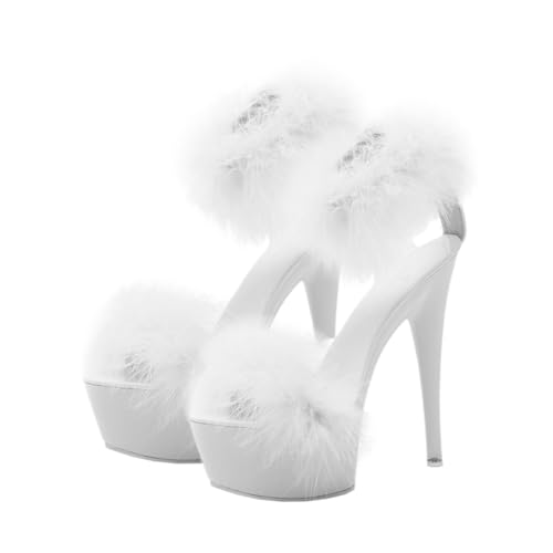 TOVINANNA Super High Heel Sandalen Damen Weiß Plateau Hoher Absatz Sommer Schuhe Rutschfest Strapazierfähig Stilvolle Sandaletten für Frühling und Sommer Zufällige Farbe von TOVINANNA