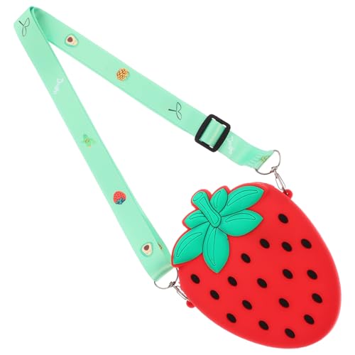 TOVINANNA Erdbeertasche Damen Kleiner Umhängetasche Silikon mit Reißverschluss Kleine Münztasche für Mädchen für Outdoor Geldbörse für Reisen und Freizeit von TOVINANNA