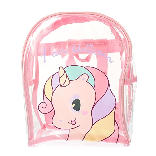 TOVINANNA Unicorn Rucksack für Großer Kapazität PVC Transparent Umhängetasche im Cartoon Design für Mädchen im Kindergarten für Bücher und Snacks von TOVINANNA