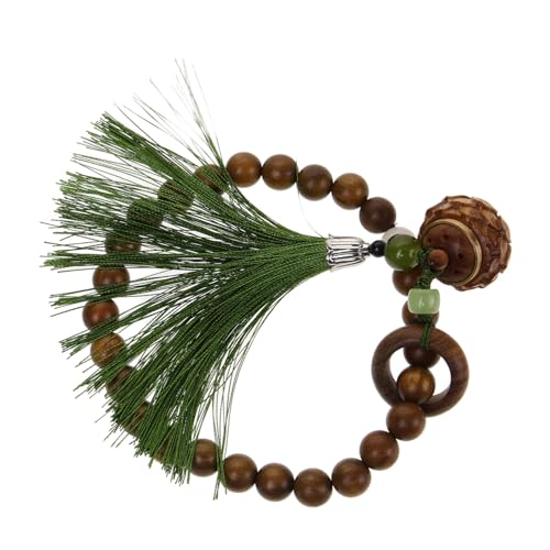 TOVINANNA Unisex Holzperlen Armband mit Quaste Handgefertigtes Rosenkranz Armband Grünem Sandelholz für Meditation Yoga und Stilvolle Anlässe Langlebig und zu Tragen von TOVINANNA