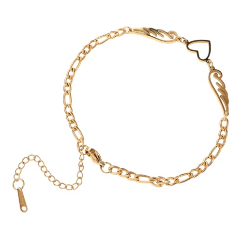TOVINANNA Verstellbare Damen Fußkette Edelstahl mit Herz Engelsflügel anhänger Zarte Kette Modisches Fußkettchen für Frauen und Mädchen Verstellbares Armband für Strand und Alltag von TOVINANNA