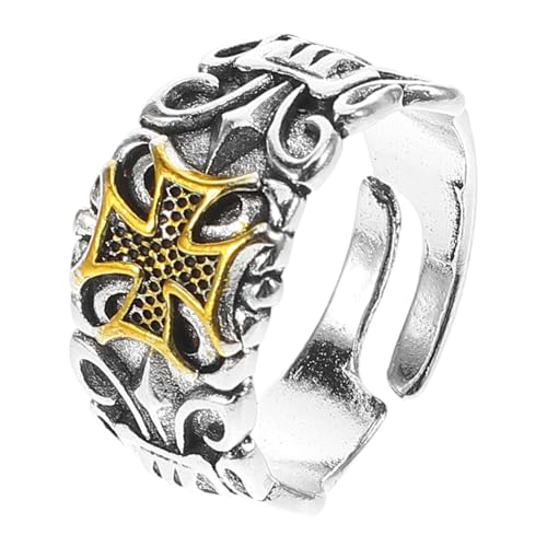 TOVINANNA Verstellbarer Vintage Kreuzring für Herren Offener Punk Stil Schmuck Unisex Design für Party Alltag und Besondere Anlässe Hochwertige Verarbeitung und Bequemes Tragegefühl von TOVINANNA