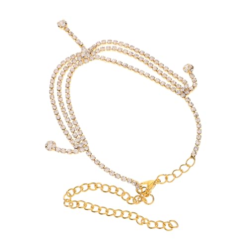 TOVINANNA Verstellbares Metall Fußkettchen mit Funkelnden Strasssteinen Eleganter Schmuck für Damen Verstellbare Knöchelketten Modische Strand und Party Accessoires Langlebig und Auffällig von TOVINANNA