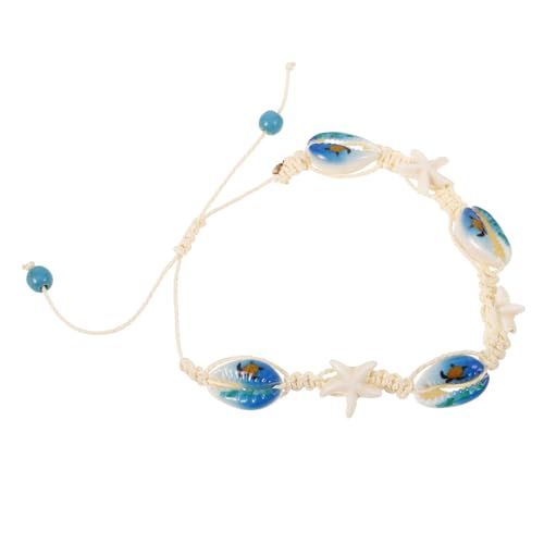 TOVINANNA Verstellbares Muschelarmband Handgewebtes Armband Vielseitiges Strandaccessoire als Armband Fußkettchen oder Halskette für Handgelenkgröße Geeignet von TOVINANNA