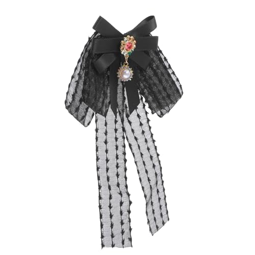 TOVINANNA Vintage Brosche Schleifen Knoten mit Perlen und Chiffon Damen Anstecknadel für Blusen Modische Schmuckschleife als Schal oder Pullover Brosche für Hochzeit und Festliche Anlässe von TOVINANNA