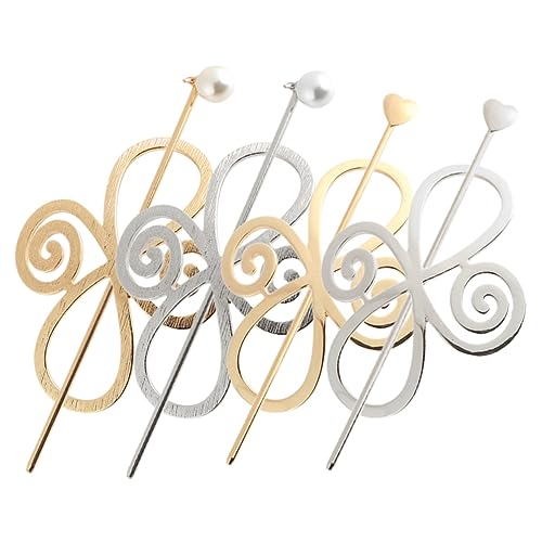 TOVINANNA Vintage Haarspangen 4 Stück Haarnadeln für Dutt Metall Haarstäbe Rutschfest für Hochzeiten Partys Damen Haaraccessoires von TOVINANNA