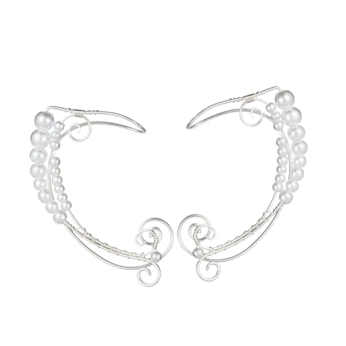 TOVINANNA Vintage Ohrclips Damen Perlen Ohrringe Ohrmanschetten Schmuck Elegant Leicht Anzulegen Ohrlochfrei Statement Accessoire Für Alltag Cosplay von TOVINANNA