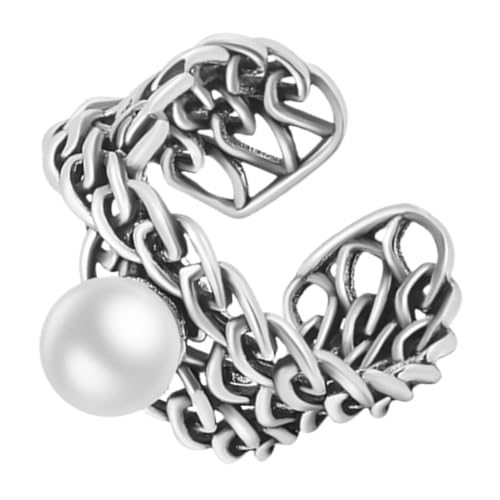 TOVINANNA Vintage Perlenring für Damen Einstellbarer Finger Ring mit Geometrischem Design Schmuck für Teenager Individuell für Verschiedene Anlässe von TOVINANNA