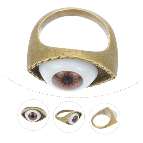 TOVINANNA Vintage Punk Ring aus Legierung mit Übergroßem Augendesign Braunes Schmuckstück für Finger Ausgefallenes Accessoire für Partys und Halloween Auffälliger Statement Fingerring von TOVINANNA