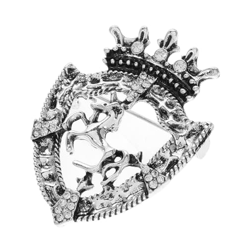 TOVINANNA Retro Kronenbrosche für Herren Vintage Strass Anstecknadel Pferdeabzeichen Langlebige Zinklegierung Anzugzubehör für Besondere Anlässe von TOVINANNA