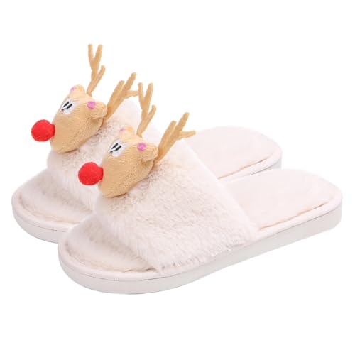 TOVINANNA Weiche Plüsch Hausschuhe Weihnachten für Damen Herren Warme Flauschige Baumwollpantoffeln mit Geräuschloser Sohle Atmungsaktive Bequeme Hausschuhe für Herbst Winter Zuhause von TOVINANNA